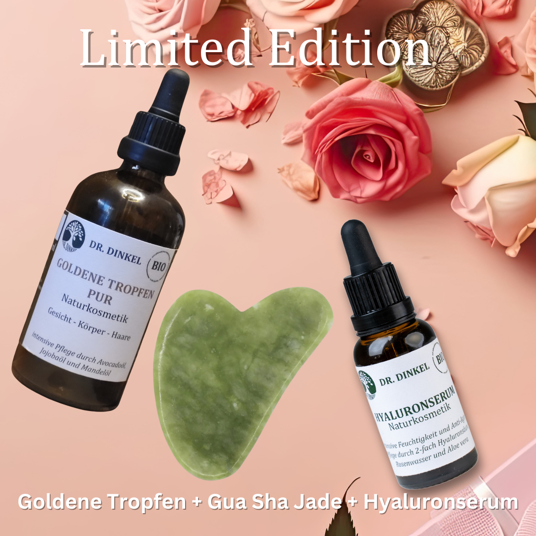 ❤️Limited Edition❤️ Goldene Tropfen pur + Gua Sha Jade+ Hyaluronserum