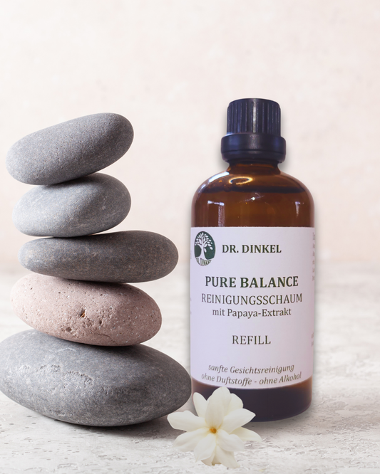 Dr. Dinkel Pure Balance Reinigungsschaum Refill - ohne Duftstoffe - 100 ml in nachhaltiger Nachfüllflasche aus Glas